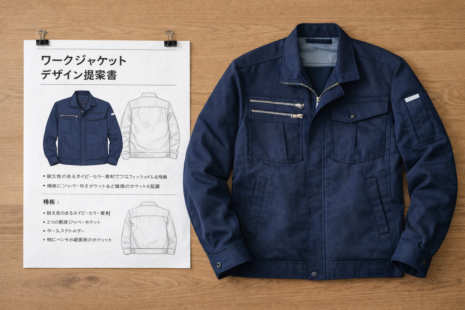 オリジナルユニフォームのデザイン画と完成品