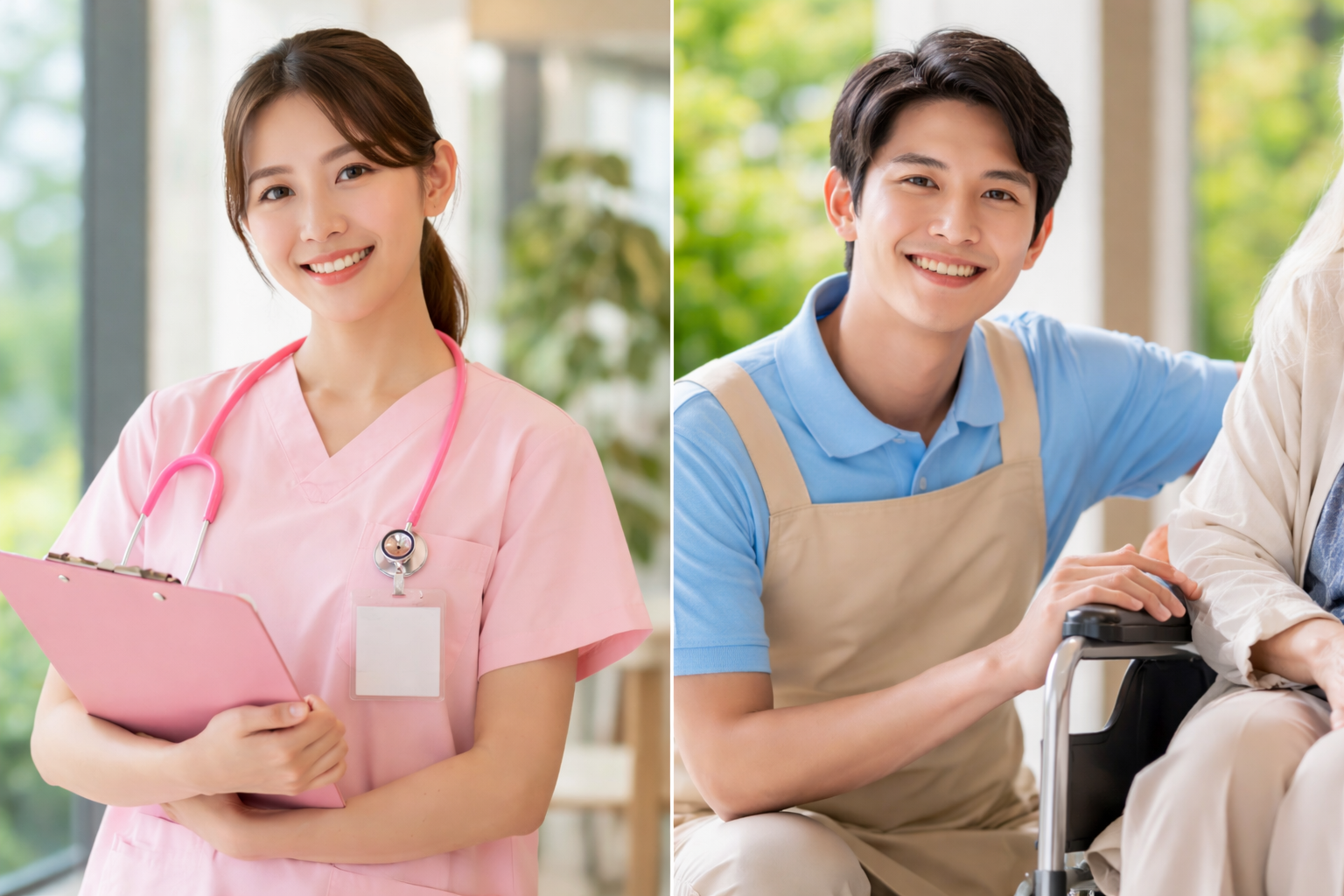 ナースや介護スタッフのユニフォーム着用シーン