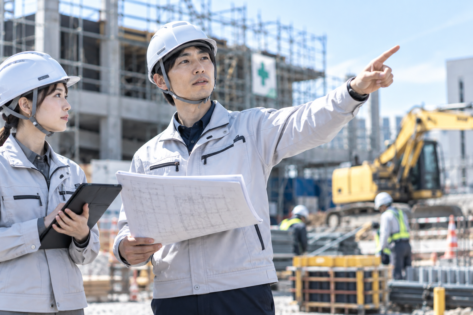 建設現場の施工管理スタッフ